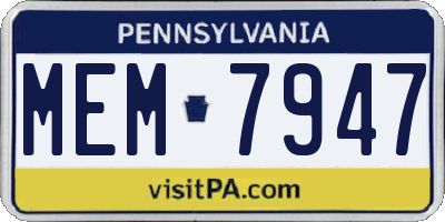 PA license plate MEM7947