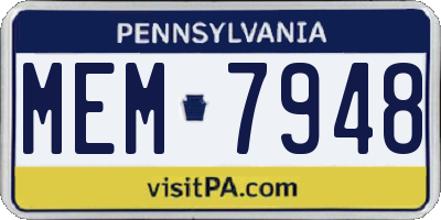 PA license plate MEM7948