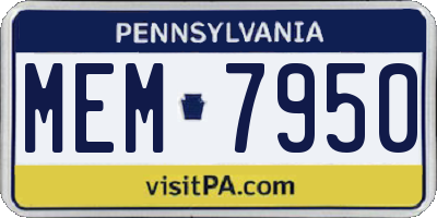 PA license plate MEM7950