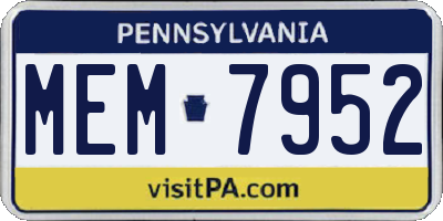 PA license plate MEM7952