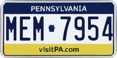 PA license plate MEM7954