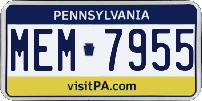 PA license plate MEM7955