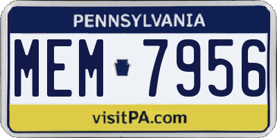 PA license plate MEM7956