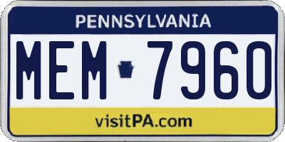 PA license plate MEM7960