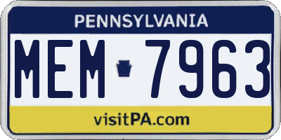 PA license plate MEM7963