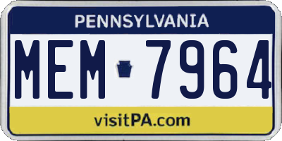 PA license plate MEM7964