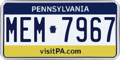 PA license plate MEM7967