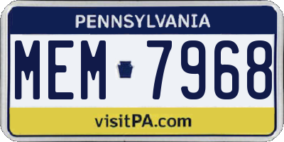 PA license plate MEM7968