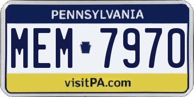 PA license plate MEM7970