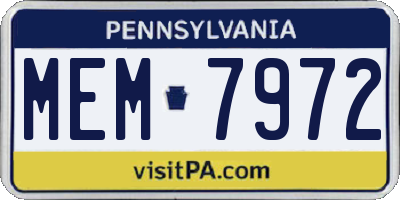 PA license plate MEM7972