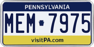 PA license plate MEM7975