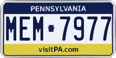 PA license plate MEM7977