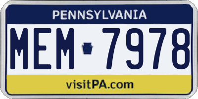 PA license plate MEM7978