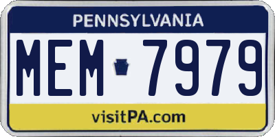 PA license plate MEM7979