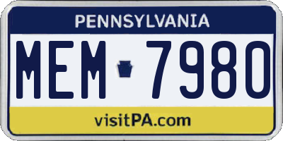 PA license plate MEM7980