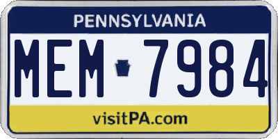 PA license plate MEM7984