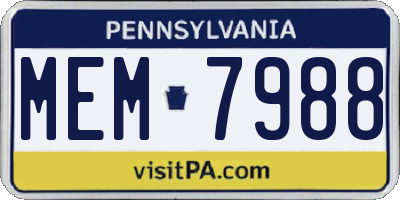 PA license plate MEM7988