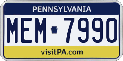 PA license plate MEM7990
