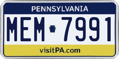 PA license plate MEM7991