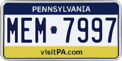 PA license plate MEM7997