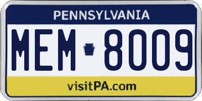 PA license plate MEM8009