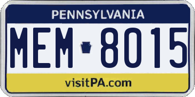 PA license plate MEM8015