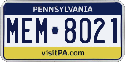 PA license plate MEM8021