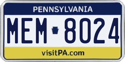 PA license plate MEM8024