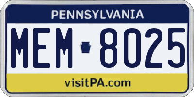 PA license plate MEM8025