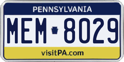 PA license plate MEM8029