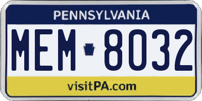 PA license plate MEM8032