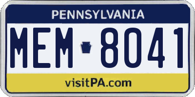 PA license plate MEM8041