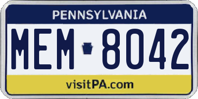 PA license plate MEM8042
