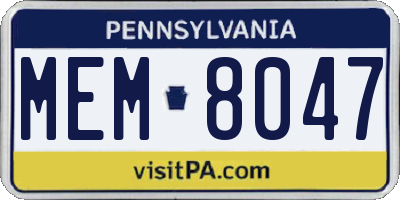 PA license plate MEM8047