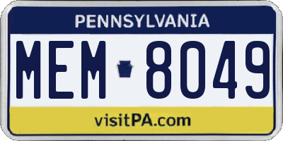 PA license plate MEM8049