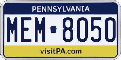 PA license plate MEM8050