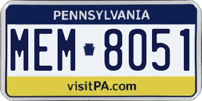 PA license plate MEM8051