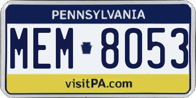 PA license plate MEM8053