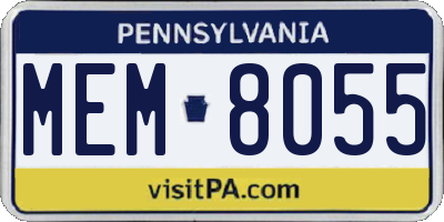 PA license plate MEM8055