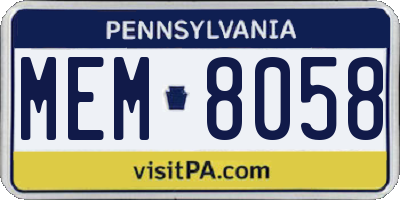 PA license plate MEM8058
