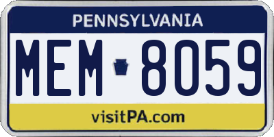 PA license plate MEM8059