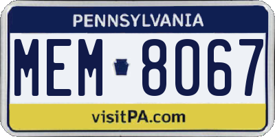 PA license plate MEM8067
