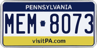 PA license plate MEM8073