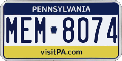 PA license plate MEM8074