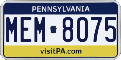 PA license plate MEM8075