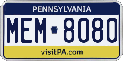 PA license plate MEM8080