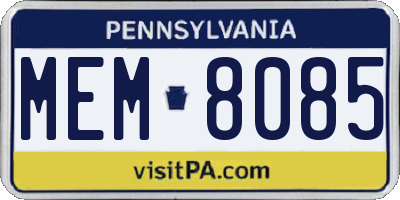 PA license plate MEM8085
