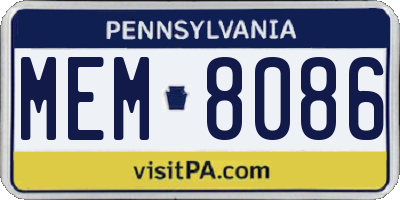 PA license plate MEM8086