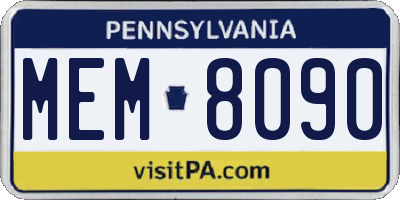 PA license plate MEM8090