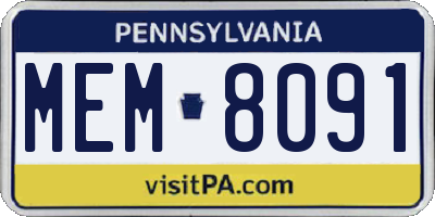 PA license plate MEM8091